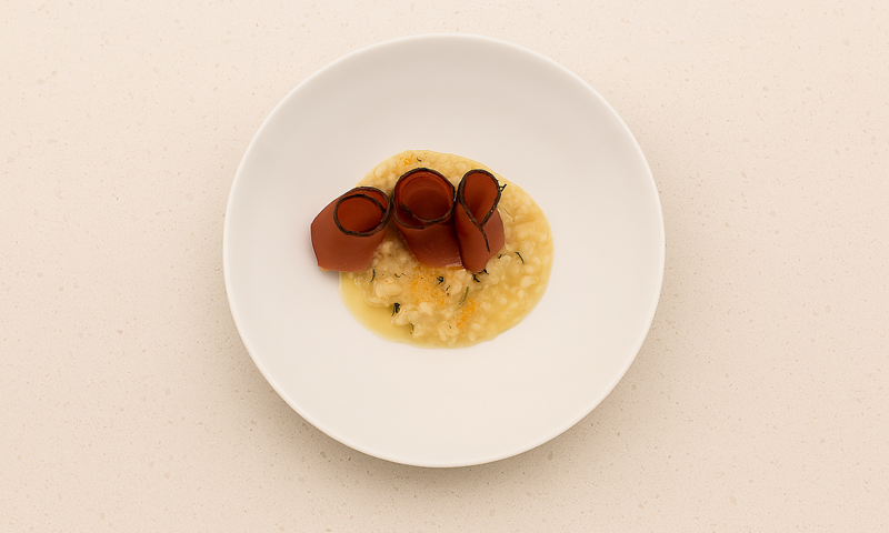Risotto mit Südtiroler Apfel, Speck und Schüttelbrot